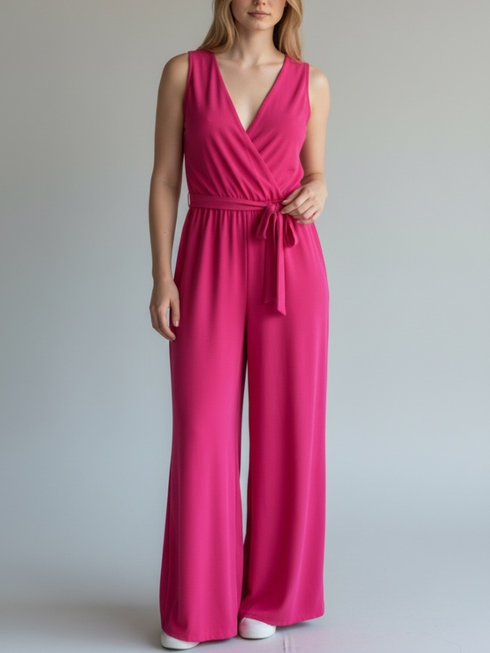 Tacera Vibrant Pink Jumpsuit Size Medium Wide Leg Sleeveless